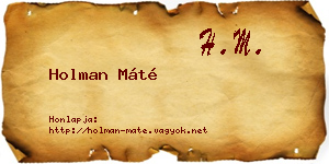 Holman Máté névjegykártya